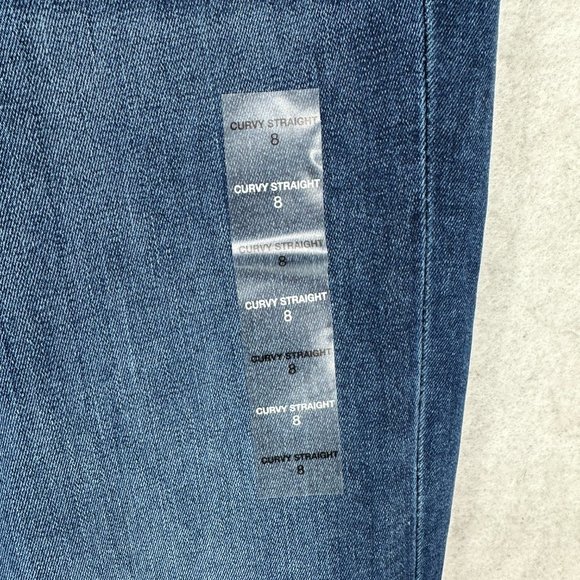 Apt 9 Jeans Womens 8 Blue Denim Curvy Straight Slimming Tummy Waistband Pants - Picture 7 of 16